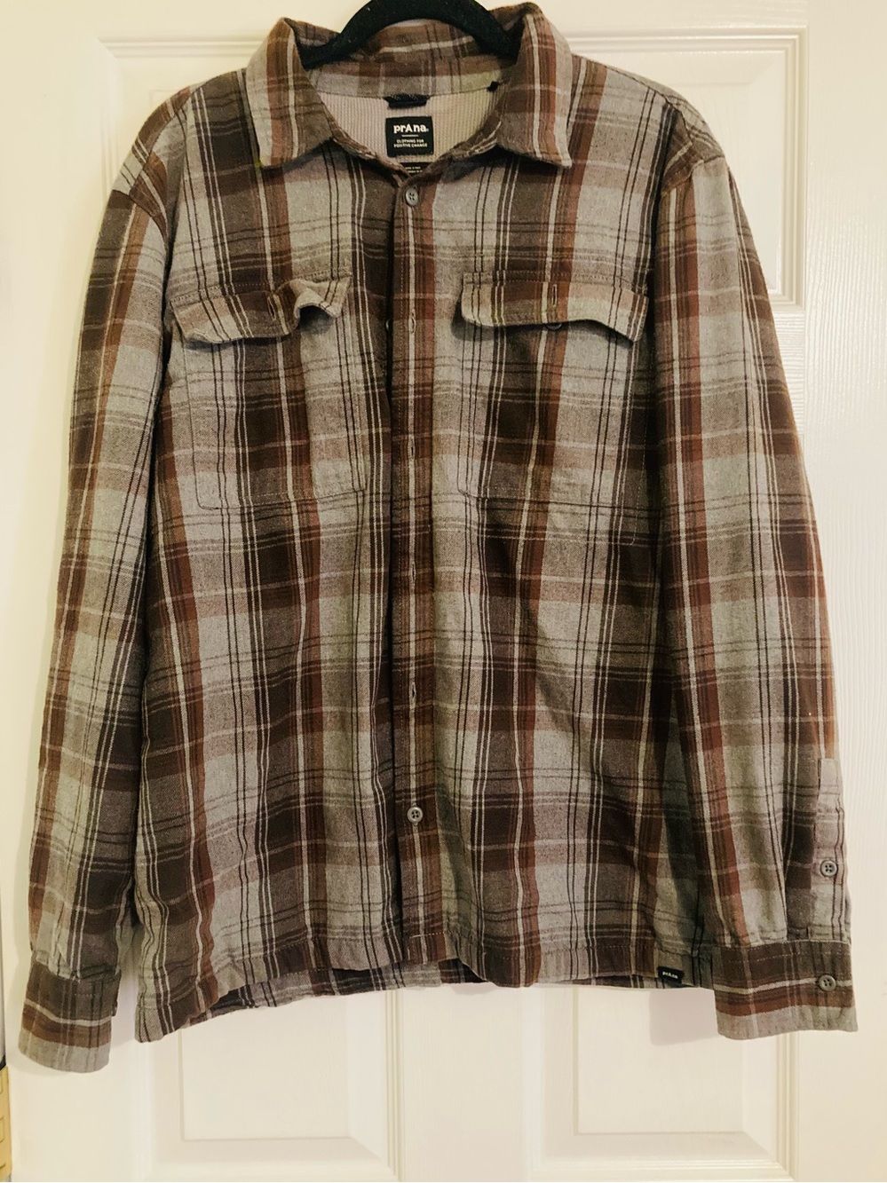 Prana Plaid Waffle Knit Lined Jacket